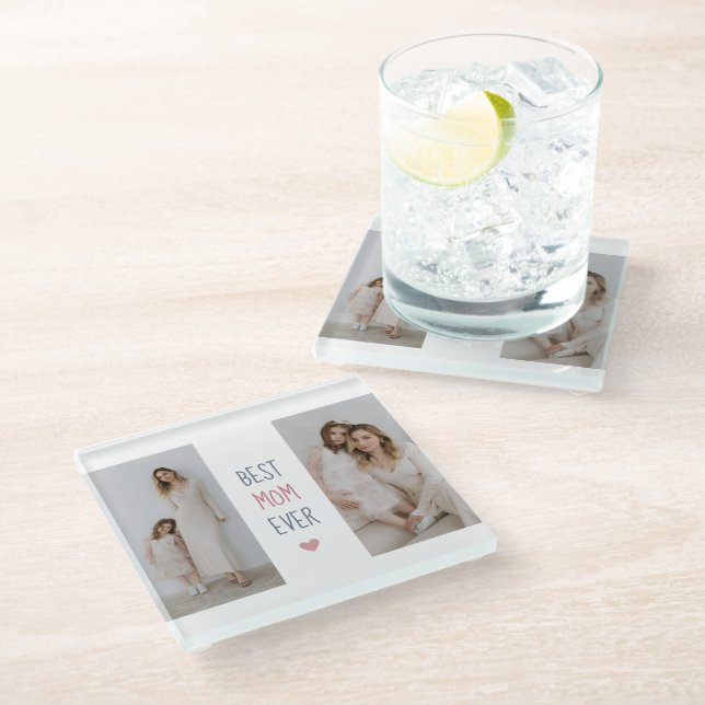 Beste Mama je Personalisierter Untersetzer (Schrägansicht)