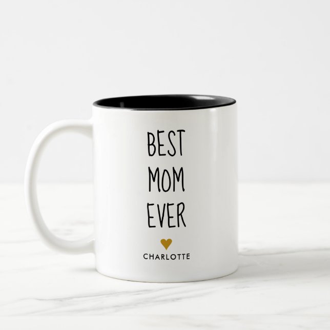 Beste Mama je Personalisiertes Zwei-Tone-C geschri Zweifarbige Tasse (Links)