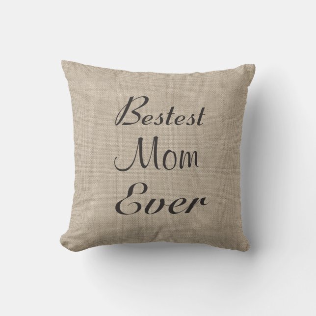 Beste Mama je Pillow auf Burlap Kissen (Vorderseite)