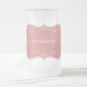 BESTE MAMA JE!PINK FRAME MATTGLAS BIERGLAS