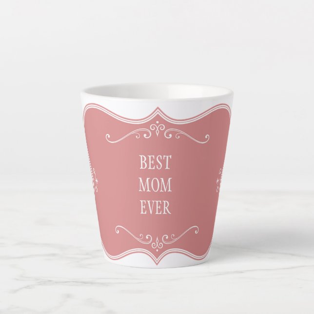 BESTE MAMA JE!PINK FRAME MATTIERTE LATTE TASSE (Vorderseite)