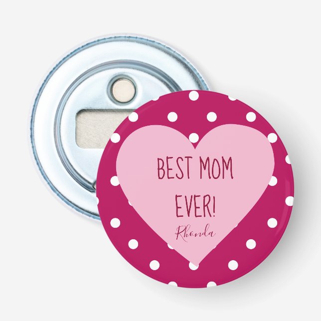 Beste Mama je Polka Dot Pattern Flaschenöffner (Vorderseite)