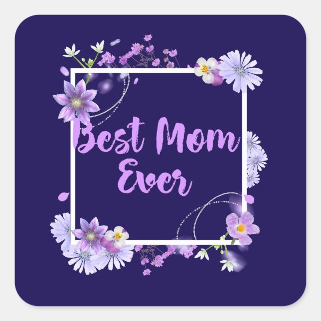 Beste Mama je Quadratischer Aufkleber (Vorderseite)