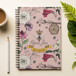 Beste Mama je Queen Bee and Crown Pink Notebook Notizbuch