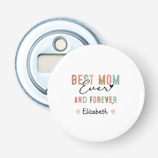 Beste Mama je Retro Script Groovy Mutter Tag Flaschenöffner (Vorderseite)