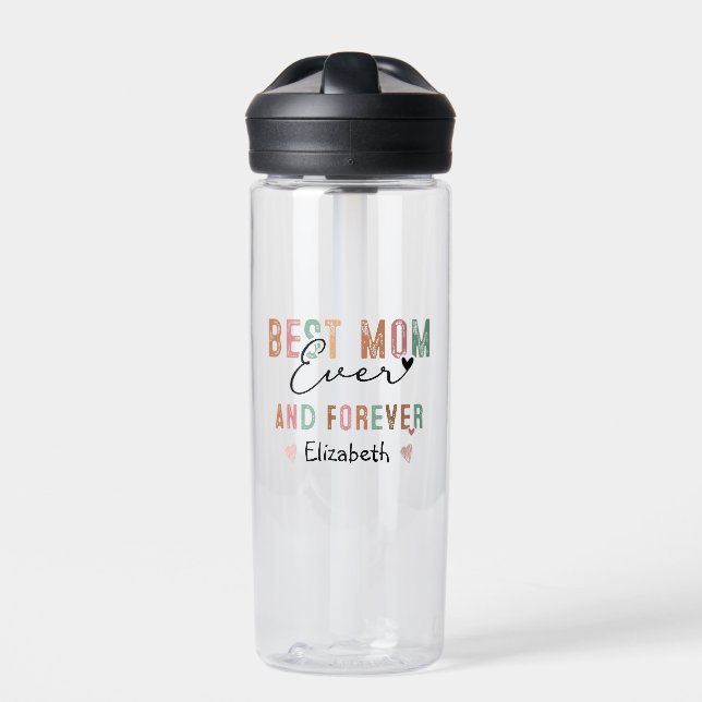 Beste Mama je Retro Script Groovy Mutter Tag Trinkflasche (Vorderseite)