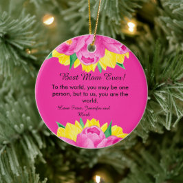 Beste Mama je! Rosa Acrylic Keramik Ornament