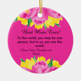 Beste Mama je! Rosa Acrylic Keramik Ornament