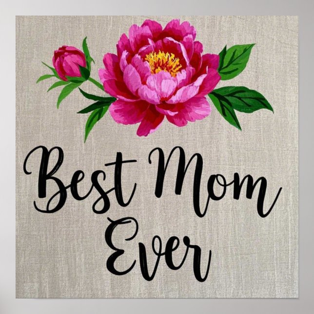Beste Mama je rosa Aquarell Blume Poster (Vorne)