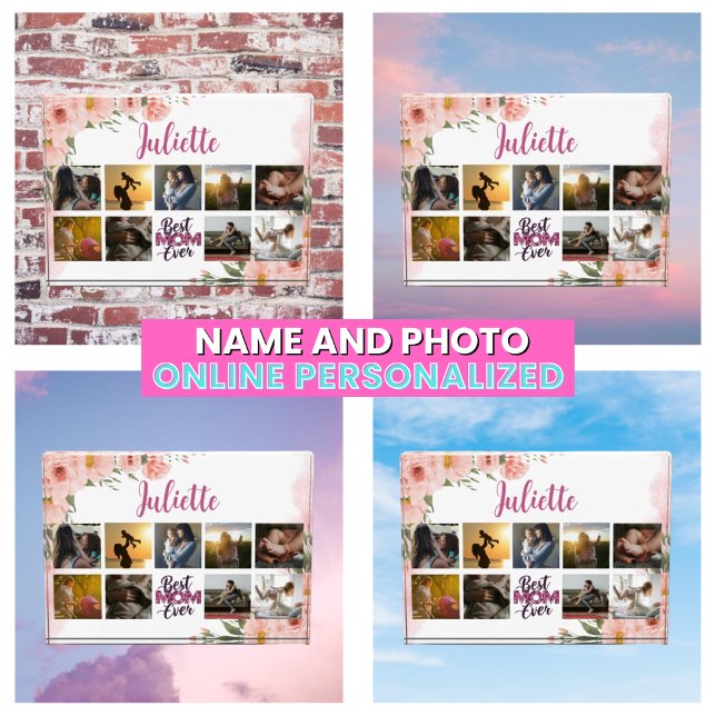 Beste Mama je rosa Blumengestalt Elegante Sake Fotoblock (Best Mom Ever Pink Floral Elegant Keepsake Photo Block
)