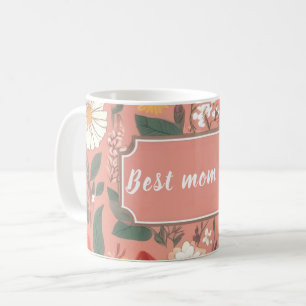 Beste Mama je rosa Blumenmuster Kaffeemaschine Tas Kaffeetasse