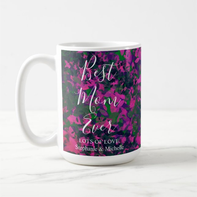 Beste Mama je Rosa Einzigartiger Garten Kaffeetasse (Links)