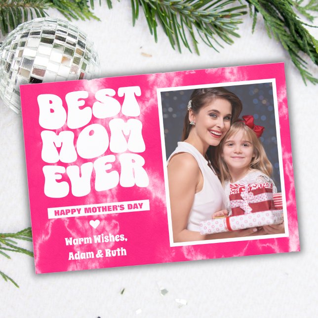 Beste Mama je Rosa Gefärbte Krawatte Foto Mutterta Karte (Von Creator hochgeladen)