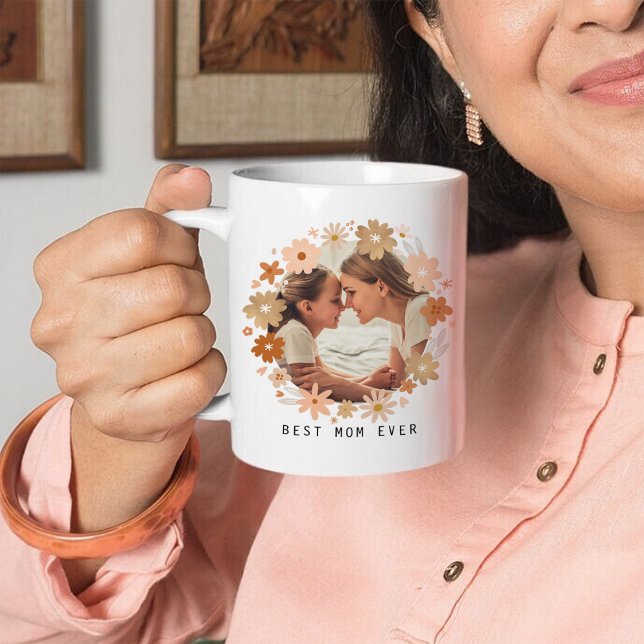 Beste Mama je Rosa Gold Niedliche Blumenmutter Fot Kaffeetasse (Von Creator hochgeladen)