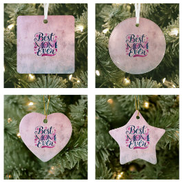 Beste Mama je rosa Herzschmetterlinge Keramik Ornament