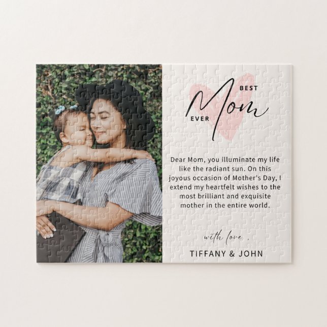 Beste Mama je rosa Niedliche Herzschrift Puzzle (Horizontal)