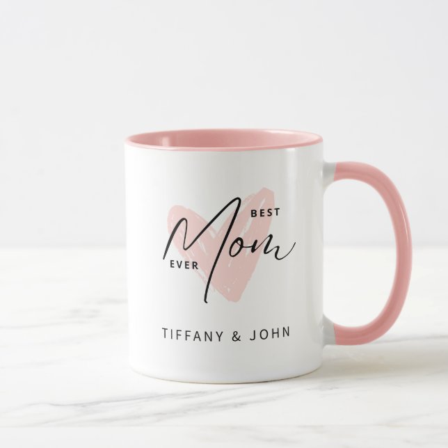 Beste Mama je rosa Niedliche Herzschrift Tasse (Rechts)