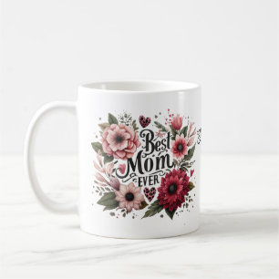 Beste Mama je Rosa und Rote Blüte Personalisiert Kaffeetasse