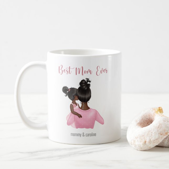 Beste Mama je rosa Weiß Kaffeetasse (Mit Donut)