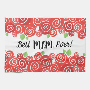 Beste Mama je rote Rose niedlicher Frühlingsgarten Geschirrtuch