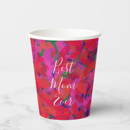 Beste Mama je Roter Blumengarten Handgemalt Pappbecher