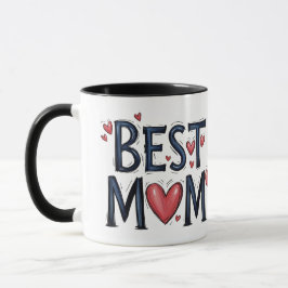 Beste Mama je rustikale Typografie mit Herz Tasse