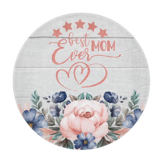 Beste Mama je rustikaler Boho Blumenmutter-Tag Schneidebrett (Vorderseite)
