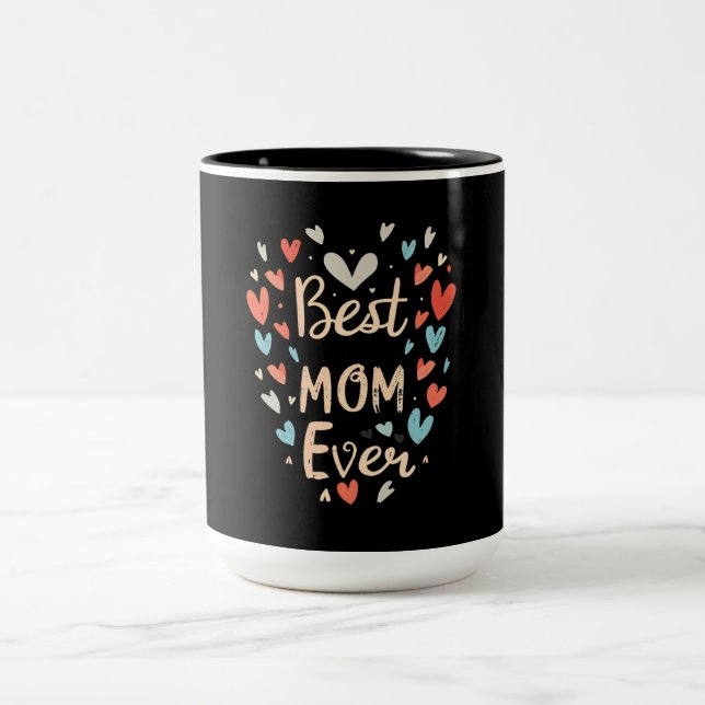 Beste Mama je schwarz/blau Zweifarbige Tasse (Mittel)