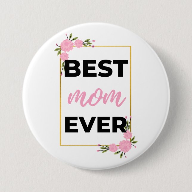 Beste Mama je schwarz Button (Vorderseite)