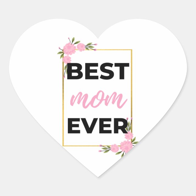 Beste Mama je schwarz Herz-Aufkleber (Vorderseite)