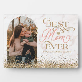 Beste Mama je Script Gold Glitzer Arch Foto Fotoplatte