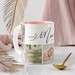 Beste Mama je Script Mütter Tag 5 FotoCollage Zweifarbige Tasse<br><div class="desc">Senden Sie Ihrer Mutter ein wunderschönes personalisiertes Muttertagsgeschenk, das sie schätzen wird - eine besondere personalisierte Foto-Collage aus der Familie Muttertag, um Ihre speziellen Fotos und Erinnerungen zu zeigen. Unser Design zeichnet sich durch ein einfaches 5-Foto-Collage Grid-Design mit "Best Mama Ever" in einem schönen, handgeschriebenen schwarzen Skriptstil & Serif Text-Pairing...</div>