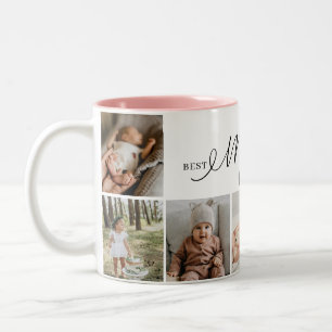 Beste Mama je Script Mütter Tag 7 FotoCollage Zweifarbige Tasse