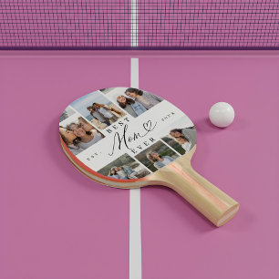 Beste Mama je Script Muttertag 6 FotoCollage Tischtennis Schläger