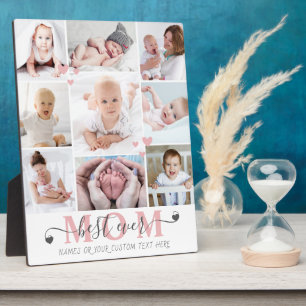 Beste Mama je Skript 9 Foto Collage Herz Custom Fotoplatte