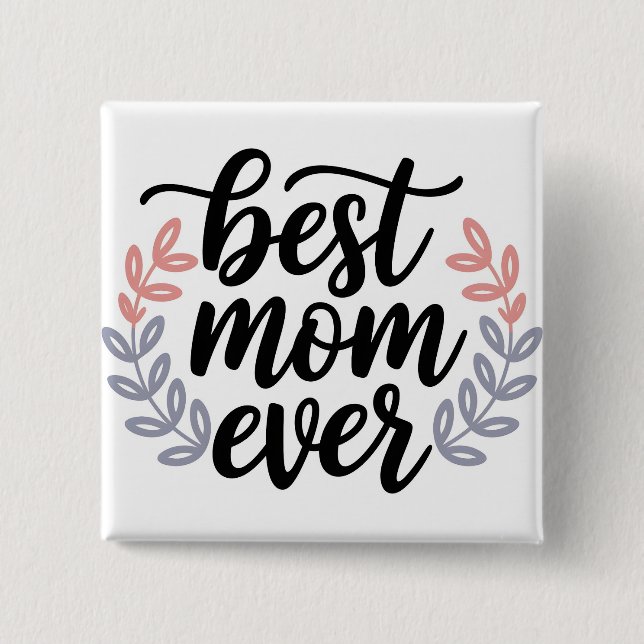 Beste Mama je Skript mit zartem Leaf Button (Vorderseite)