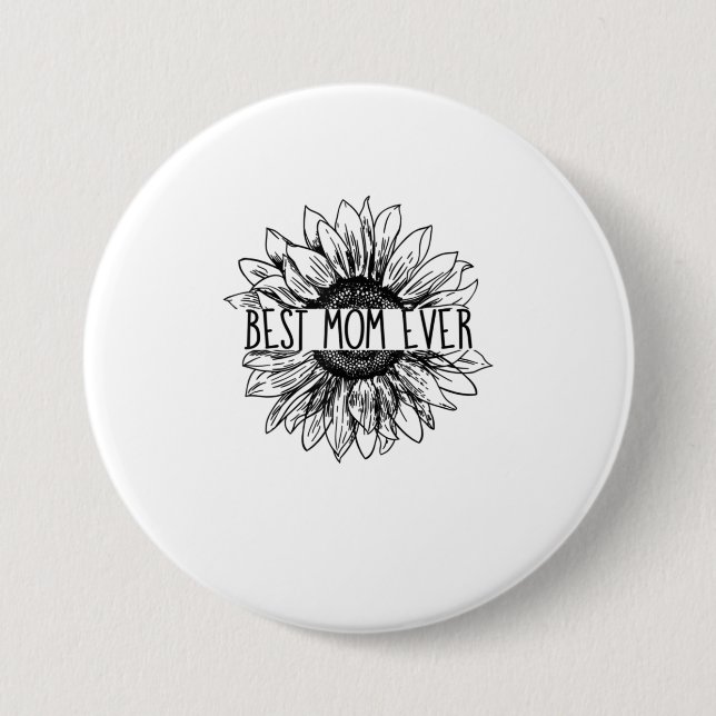 Beste Mama je Sonnenblumen TShirt Button (Vorderseite)