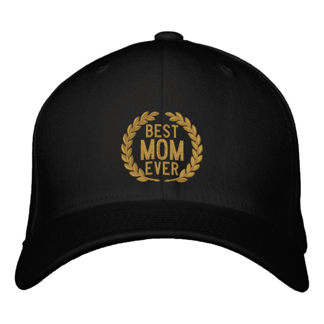Beste Mama je SuperMom Laurels Stickerei Bestickte Kappe (Vorderseite)