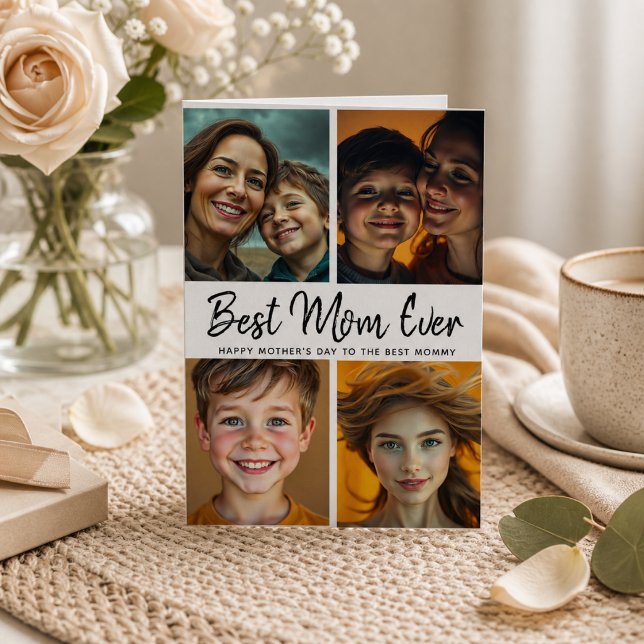 Beste Mama je | Tag der Mutter des benutzerdefinie Karte (Modern Handwritten Best Mom Ever Custom Photo Card
)
