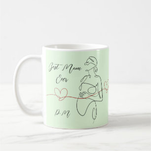 Beste Mama je trendy One Line Schwangerschaft Herz Kaffeetasse