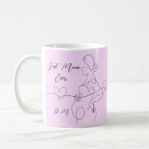 Beste Mama je trendy One Line Schwangerschaft Herz Kaffeetasse