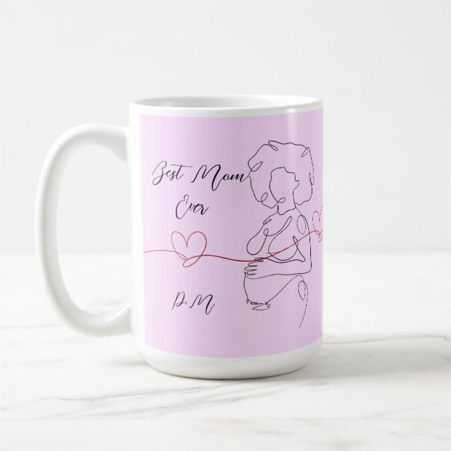 Beste Mama je trendy One Line Schwangerschaft Herz Kaffeetasse (Links)