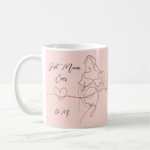 Beste Mama je trendy One Line Schwangerschaft Herz Kaffeetasse