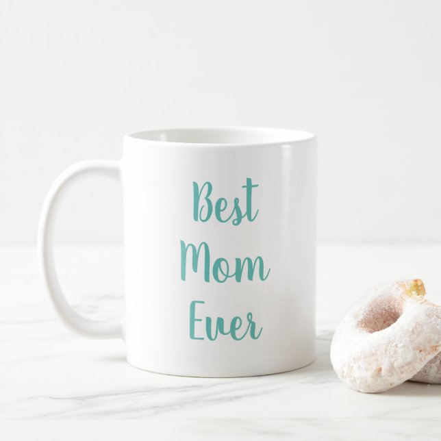 Beste Mama je Typografie Elegante Ein Aquamarines  Kaffeetasse (Mit Donut)