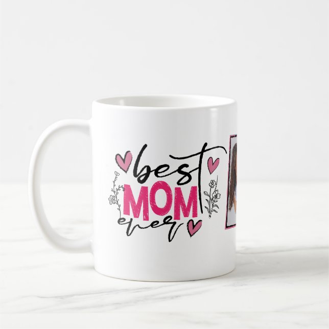 Beste Mama je Typografie-Foto Kaffeetasse (Links)