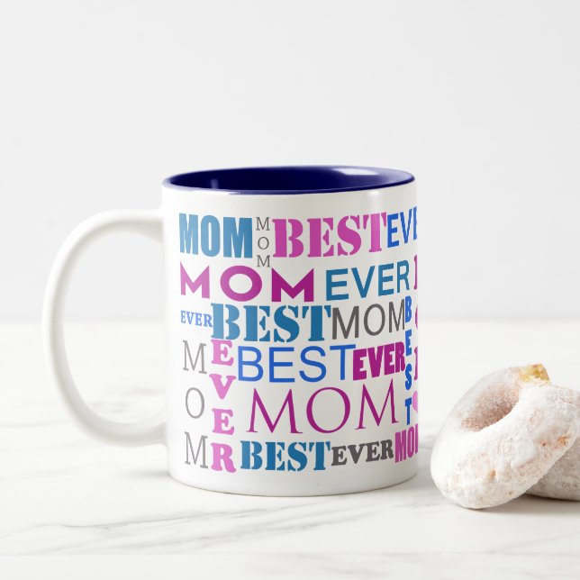 Beste Mama je Typografie Zweifarbige Tasse (Mit Donut)