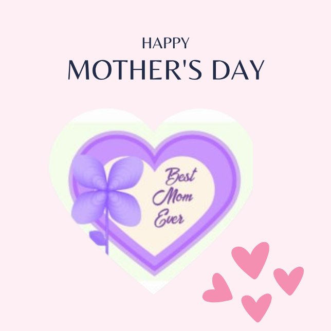 Beste Mama je und Lila Blume Herz-Aufkleber (Von Creator hochgeladen)