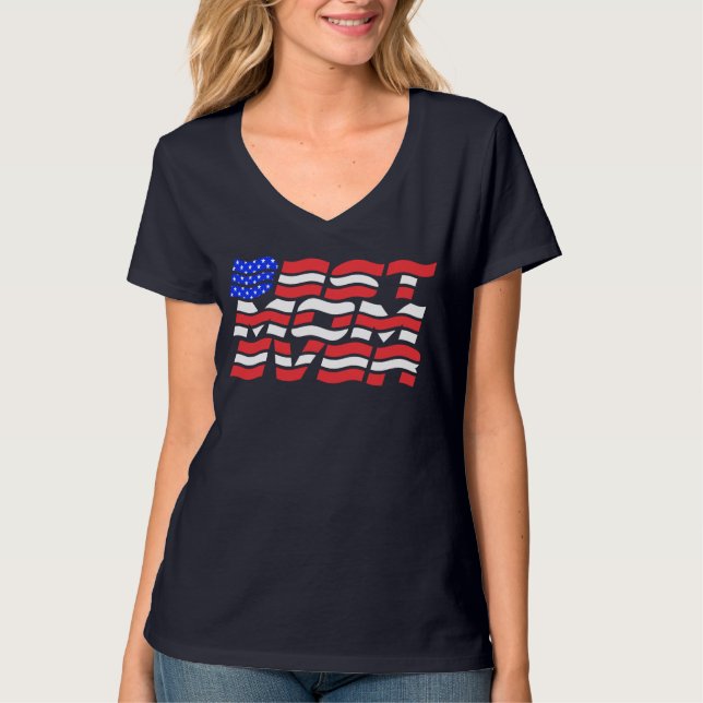 Beste Mama je US-Flagge T-Shirt (Vorderseite)