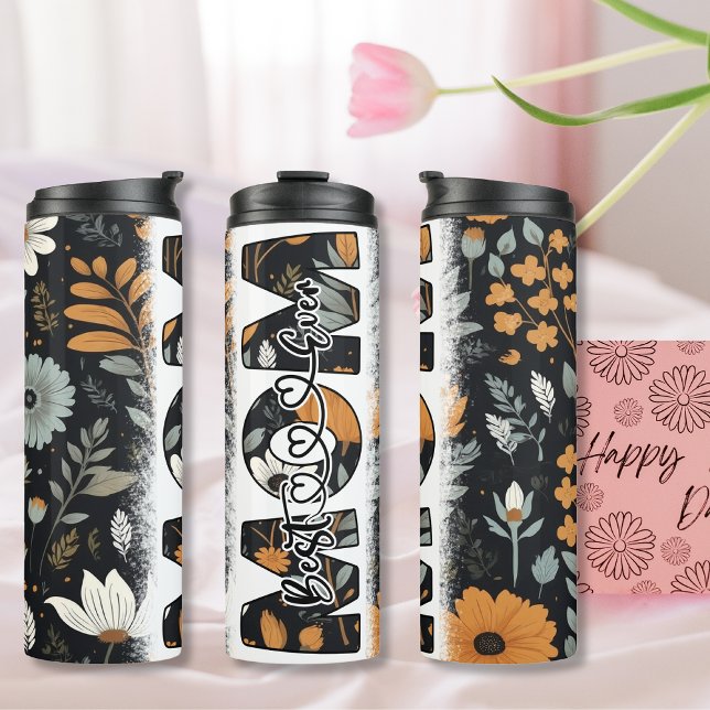 Beste Mama je Vintage Blume Thermosbecher (Best Mom Ever vintage flowers Thermal Tumbler)