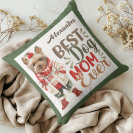 Beste Mama je Wasserfarbe Yorkie Green Custom Kissen